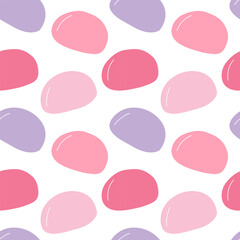Vector mochi cake seamless pattern. Pink mochi pattern on white background