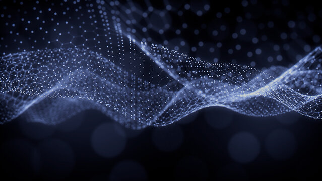 Smart Grid and Communication Concept. Blue, Futuristic Digital Style. 3D Render.