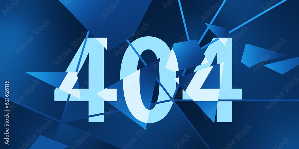 Aufkleber Abstract blue 404 error background. Page error found. 3D Rendering.