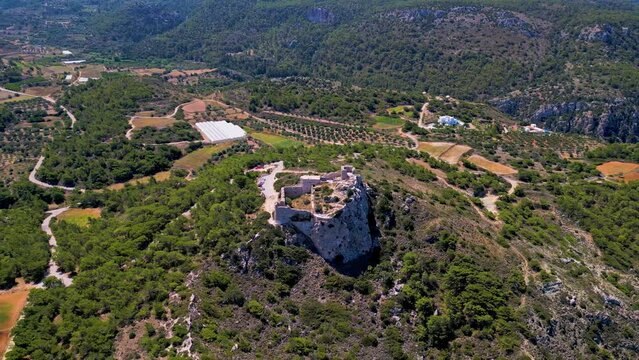 Areal video of old castle on the cliff