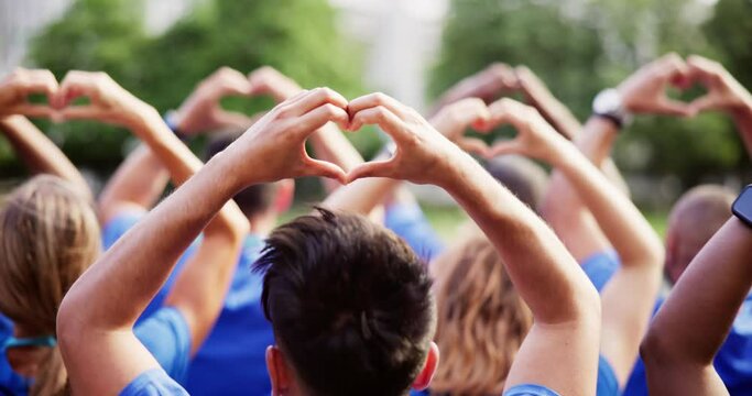 Diverse Young Charity Group Making Hearts
