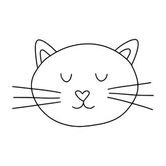 Doodle cat character face vector illustration