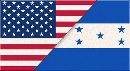 Flags of USA and Honduras. American and Honduras diplomatic relations
