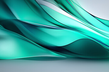 Emerald Green Abstract Glasswork Background Generative AI