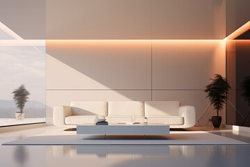 Tranquil Tranquility: Spacious Modern Minimalist Living Room Design