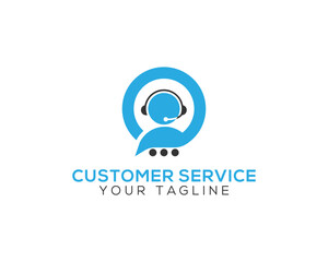Man with headphones and microphone Customer service logo. design for Technical support, call center, customer support, assistant chat, service and others.