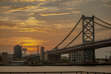 sunset over the bridge