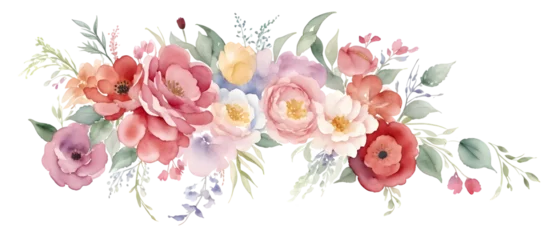 Fotobehang Bloemen Watercolor floral composition on transparent background,generative ai