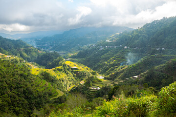 Fototapeta na wymiar Villages and Batad rice terraces in Banaue, Ifugao, Philippines.