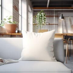 a white pillow sitting on top of a couch