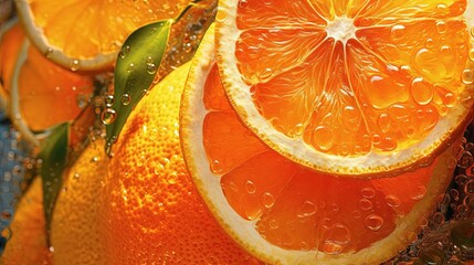 Fototapeta na wymiar an orange cut in half with water droplets on it's surface. generative ai
