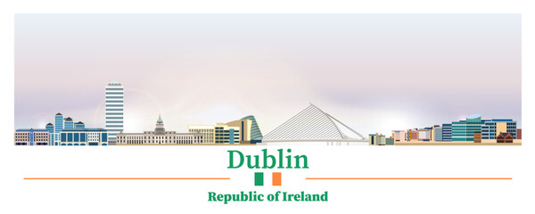 Dublin skyline in bright color palette vector illustration