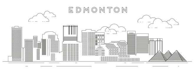 Edmonton skyline line art vector illustration