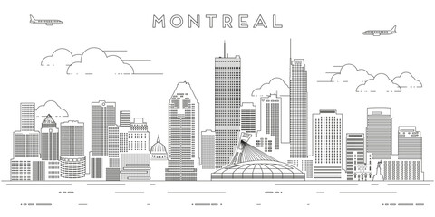Montreal skyline line art vector illustration - 621635377