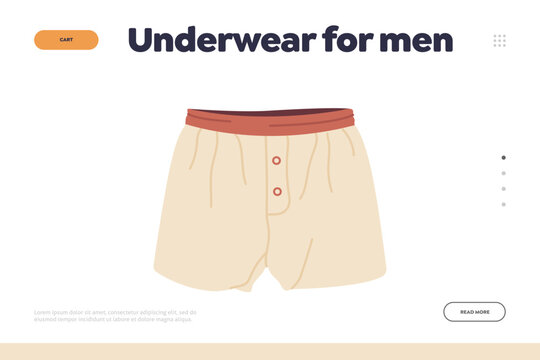 Online service website offering underwear for man, landing page for fashion underclothes boutique