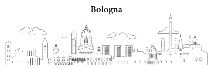 Bologna skyline line art vector illustration © brichuas