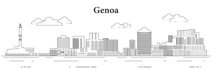Obraz premium Genoa skyline line art vector illustration