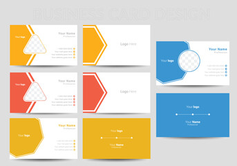 Professional modern double sided  business card design template. Flat range business card animation
