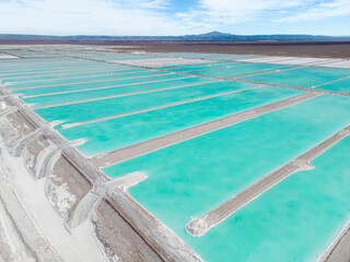 Lithium fields in the Atacama desert in Chile, South America - a surreal landscape where batteries are born