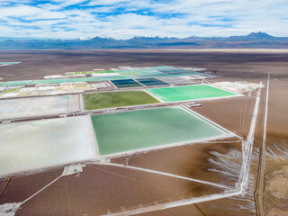 Lithium fields in the Atacama desert in Chile, South America - a surreal landscape where batteries are born