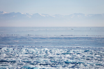 Lake Baikal near Listvyanka village. Winter landscape