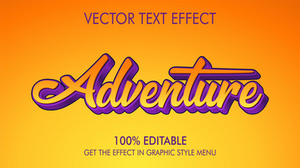 Obraz premium orange yellow purple adventure text effect font style editable