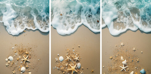 sea beach waves and shells AI illustration