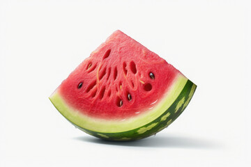 Watermelon on white background. Red surface with black seeds. Generative AI