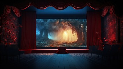 Home cinema with a projector and a large hall. Generative AI