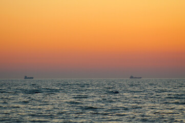 Naklejka na ściany i meble Sunset Serenade: Capturing Golem Beach and the Adriatic Sea in Durres, Albania