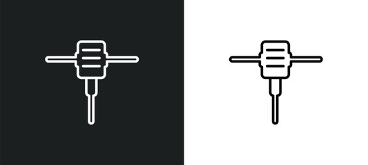 hydraulic breaker outline icon in white and black colors. hydraulic breaker flat vector icon from construction collection for web, mobile apps and ui.