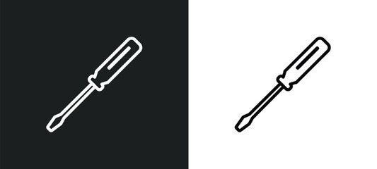 screwdrivers outline icon in white and black colors. screwdrivers flat vector icon from construction collection for web, mobile apps and ui.