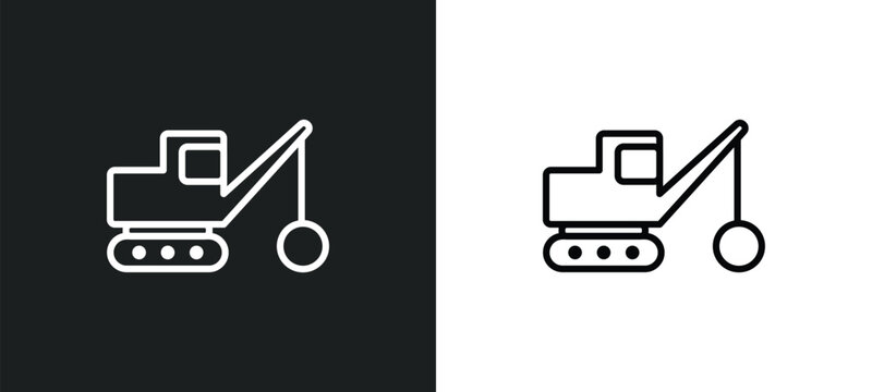 demolition outline icon in white and black colors. demolition flat vector icon from construction collection for web, mobile apps and ui.