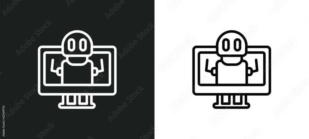 Poster robotic outline icon in white and black colors. robotic flat vector icon from computer collection fo