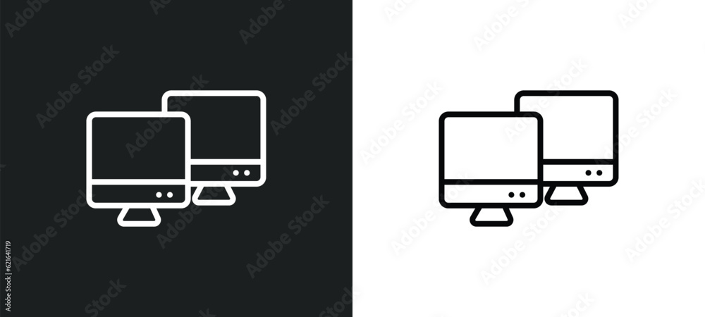 Poster computers outline icon in white and black colors. computers flat vector icon from computer collectio