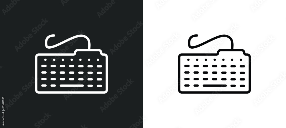 Poster classroom keyboard outline icon in white and black colors. classroom keyboard flat vector icon from 