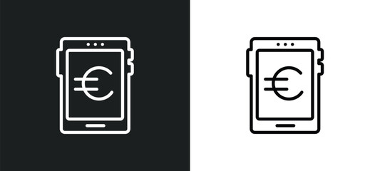 euro digital commerce outline icon in white and black colors. euro digital commerce flat vector icon from computer collection for web, mobile apps and ui.