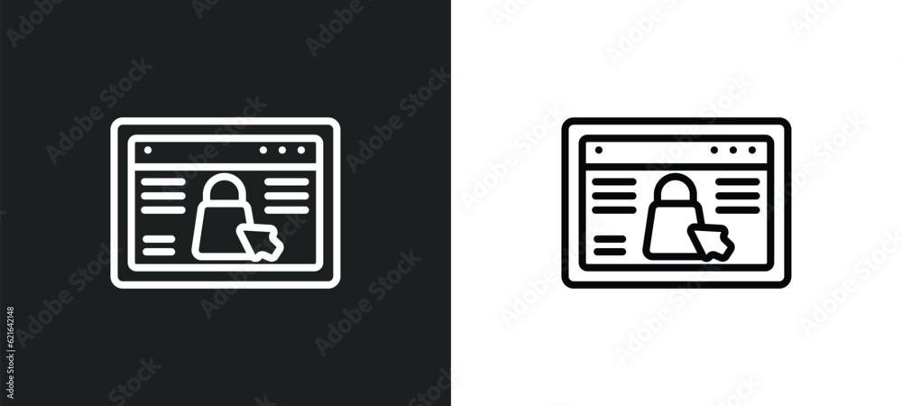 Poster black pointer outline icon in white and black colors. black pointer flat vector icon from commerce a