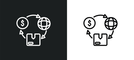 trading outline icon in white and black colors. trading flat vector icon from commerce and shopping collection for web, mobile apps and ui.