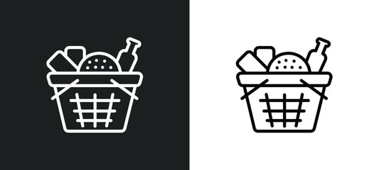 basket full outline icon in white and black colors. basket full flat vector icon from commerce and shopping collection for web, mobile apps and ui.