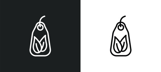 eco label outline icon in white and black colors. eco label flat vector icon from commerce collection for web, mobile apps and ui.