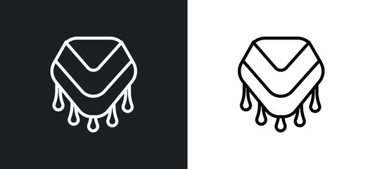 shawl outline icon in white and black colors. shawl flat vector icon from clothes collection for web, mobile apps and ui. - obrazy, fototapety, plakaty