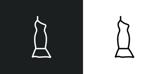 one shoulder dress outline icon in white and black colors. one shoulder dress flat vector icon from clothes collection for web, mobile apps and ui.