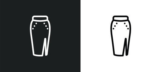 slit skirt outline icon in white and black colors. slit skirt flat vector icon from clothes collection for web, mobile apps and ui.