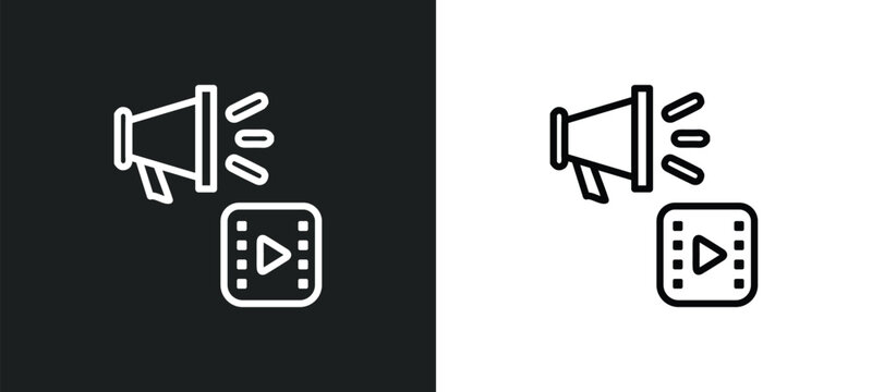 cinematographic announcer outline icon in white and black colors. cinematographic announcer flat vector icon from cinema collection for web, mobile apps and ui.