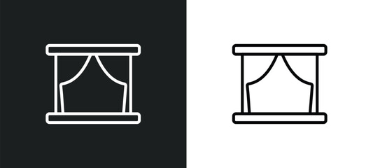 theatre screen outline icon in white and black colors. theatre screen flat vector icon from cinema collection for web, mobile apps and ui.