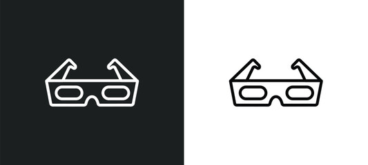3d glass outline icon in white and black colors. 3d glass flat vector icon from cinema collection for web, mobile apps and ui.