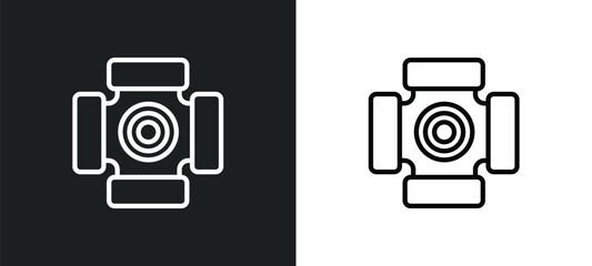 car universal joint outline icon in white and black colors. car universal joint flat vector icon from car parts collection for web, mobile apps and ui.