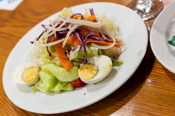 Summer vegetable salad. Spanish cuisine. High quality photo