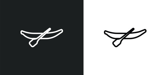 Obraz premium canoe outline icon in white and black colors. canoe flat vector icon from camping collection for web, mobile apps and ui.